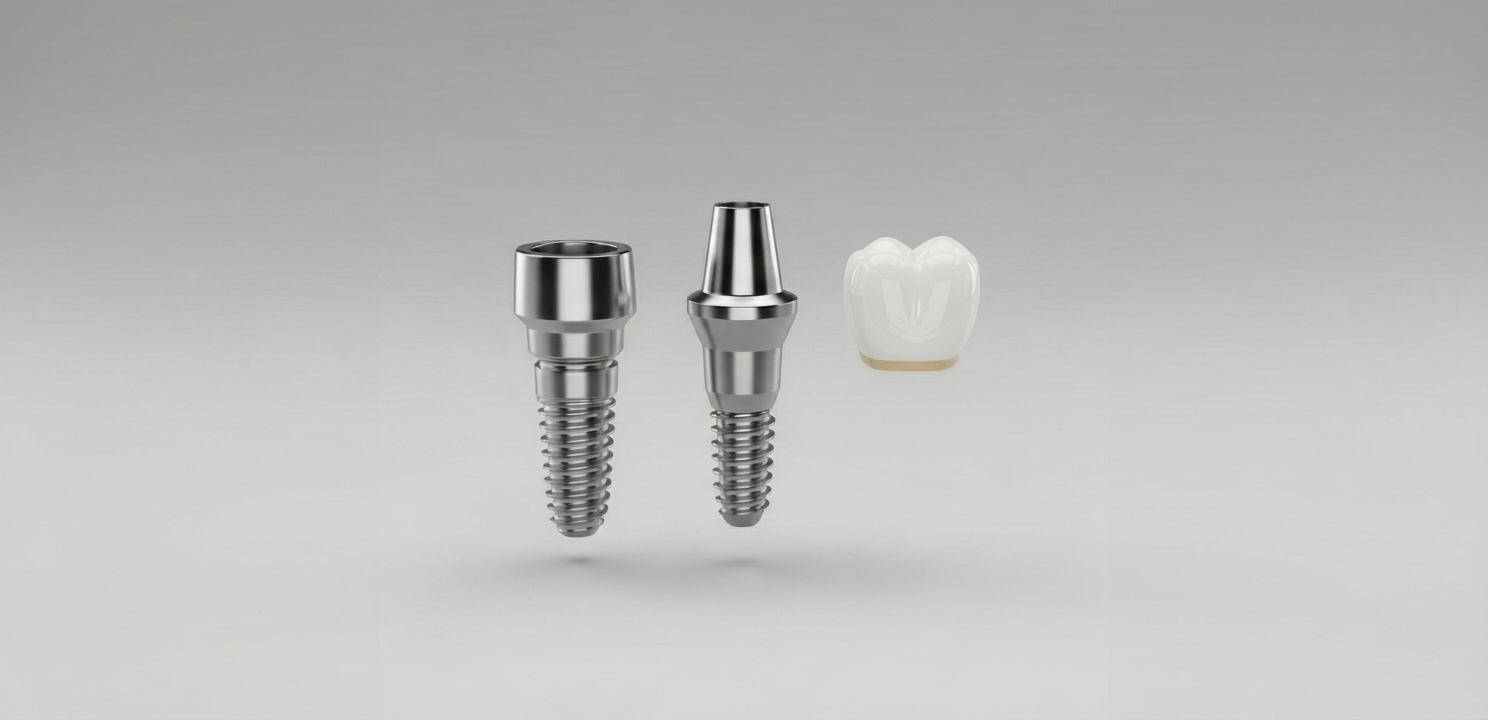 Dental Implant System: Post, Abutment, Crown Dental Implants in Istanbul consist of a titanium post, an abutment, and a crown.