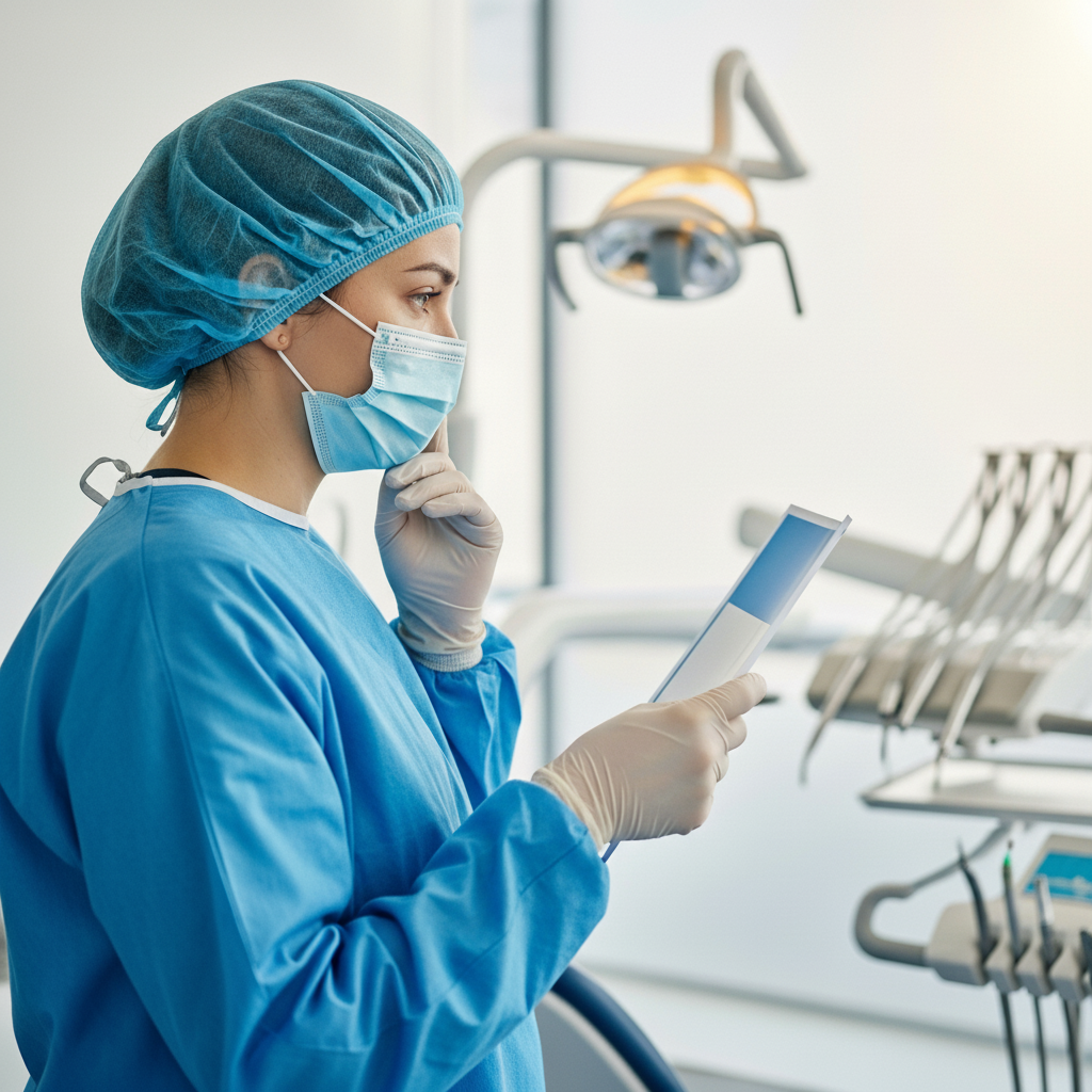 Coût élevé des soins dentaires en Australie Avis Dentiste Australie : Un patient réfléchit aux coûts élevés des traitements dans une clinique moderne.