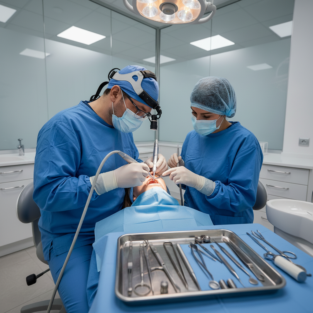 Dental Implant Placement Surgical Procedure How Long Do Dental Implants Take Australia? A surgeon performs dental implant placement surgery with precision and care.