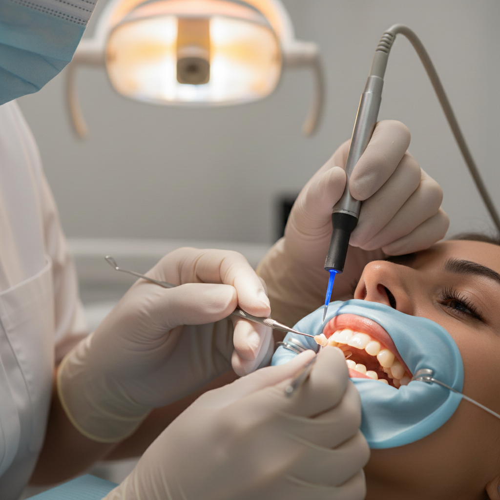 Composite Bonding Cost Australia involves a skilled dentist meticulously sculpting resin for a natural-looking smile