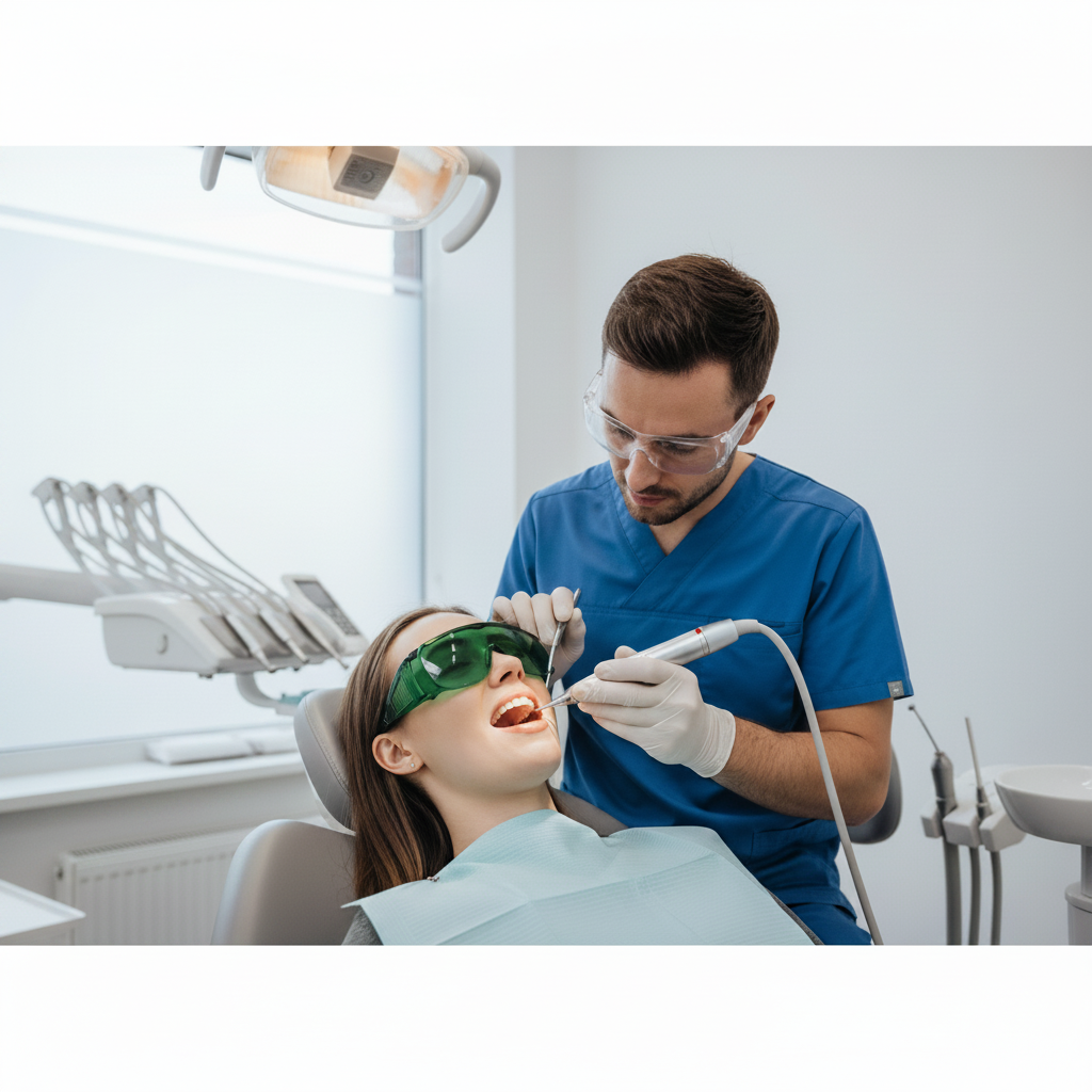 Modern Laser Dental Procedure in Progress Laser Dentistry Australia offers precise, comfortable treatment with advanced handheld laser devices in a modern clinic
