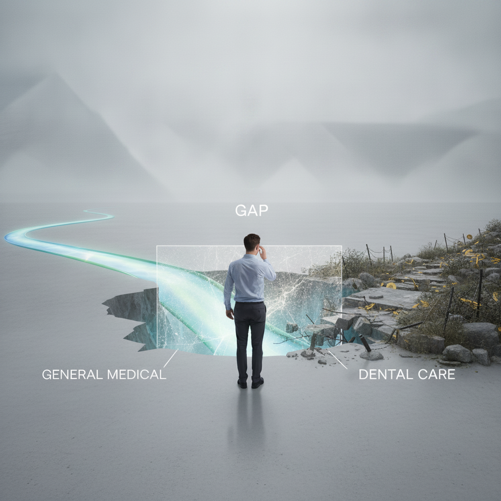 Why Dental Care Is Not Fully Covered in Australia, highlighting the conceptual gap in essential oral health coverage.
