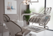 A bright, photorealistic image of a modern dental treatment room in Australia, featuring a comfortable dental chair, sterile advanced instruments on a tray, and soft natural light, conveying a sense of calm and professional care.