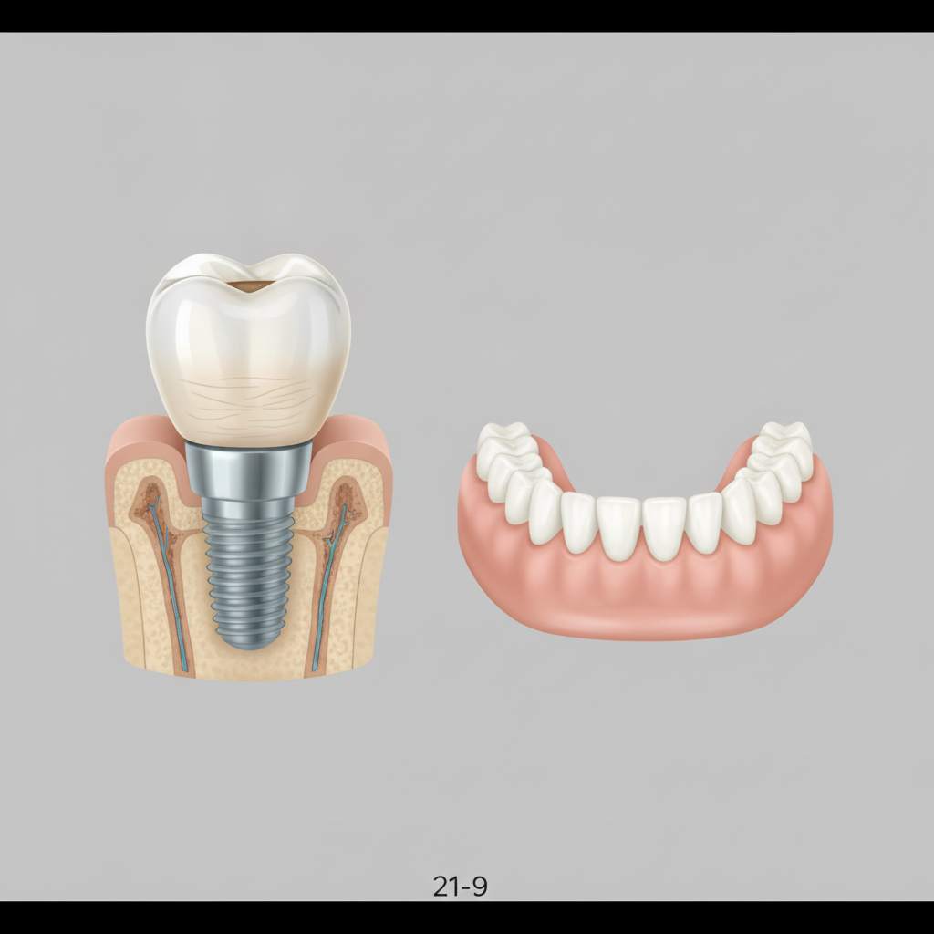Dental Implants vs Dentures Australia: a detailed visual comparison showcasing their distinct features and applications.